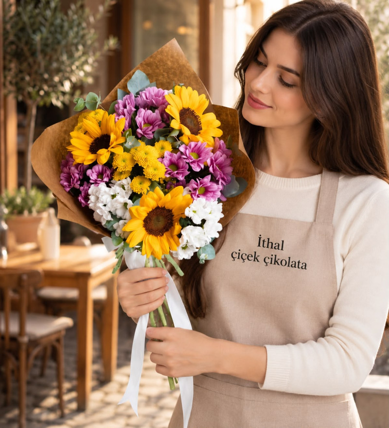 Kraft Bukette Ayçiçeği & Papatya ve Kasımpatı